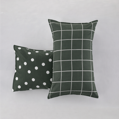 Coppia Federe Double Quadri-Pois EASY Letto Moreali Tessile Casa 50 x 80 cm Verde