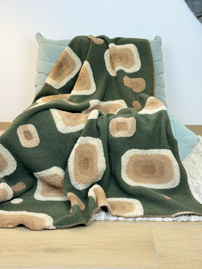 Plaid Lana Cotta Italiana NATURAL PATTERN Soggiorno Moreali Tessile Casa Plaid 150 x 170 Verde