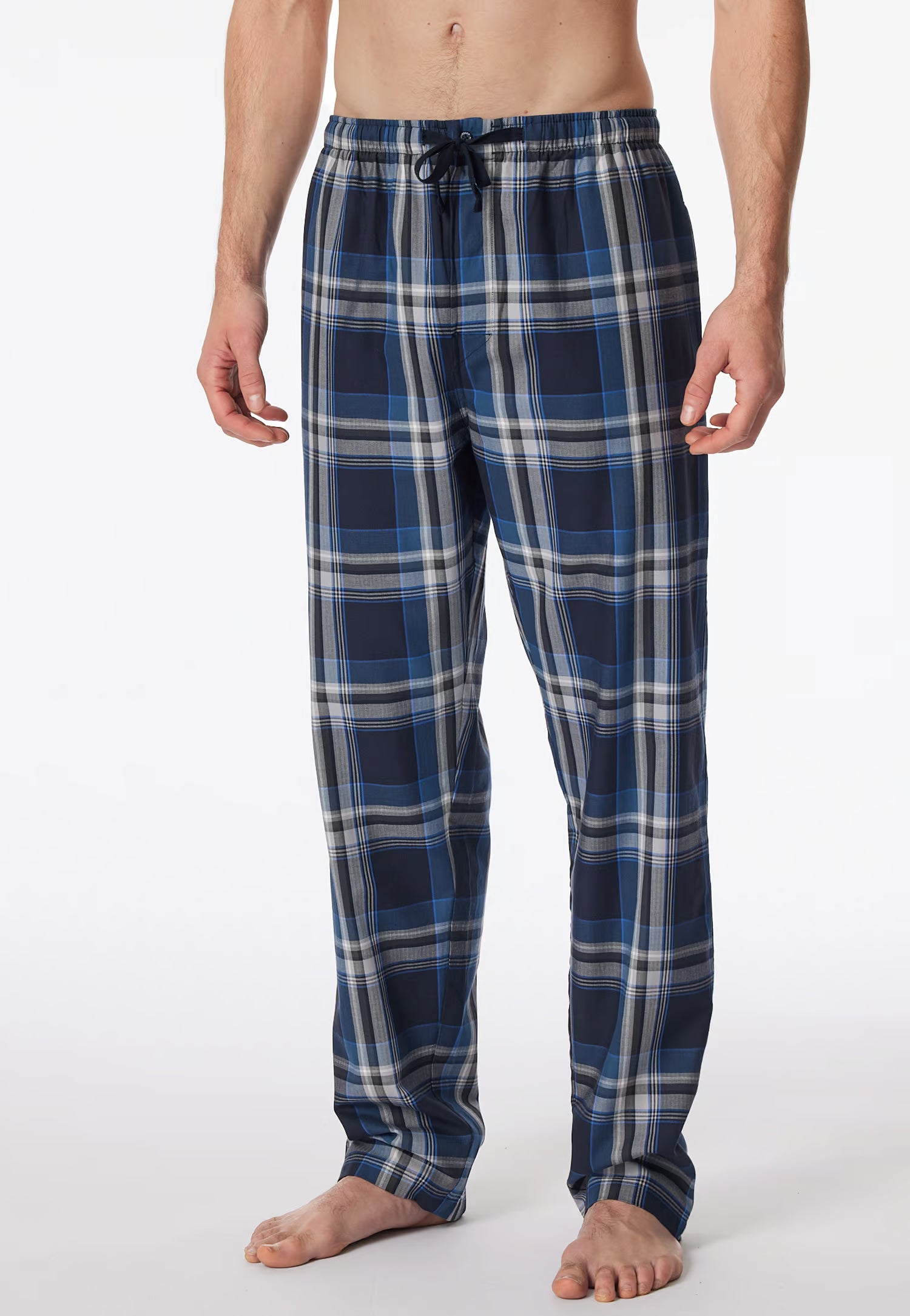 Pantaloni Uomo Cotone Quadretti Blu Abbigliamento Schiesser