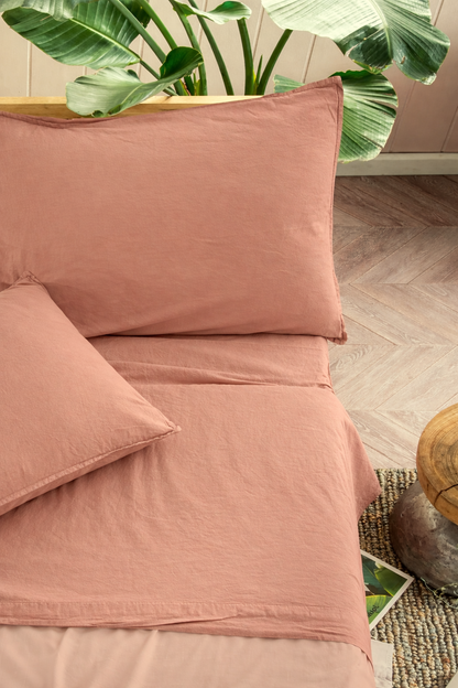 Parure Lenzuola Cotone No-Stiro ESSENZIALE Letto Moreali Tessile Casa Matrimoniale 250 x 295 Fard