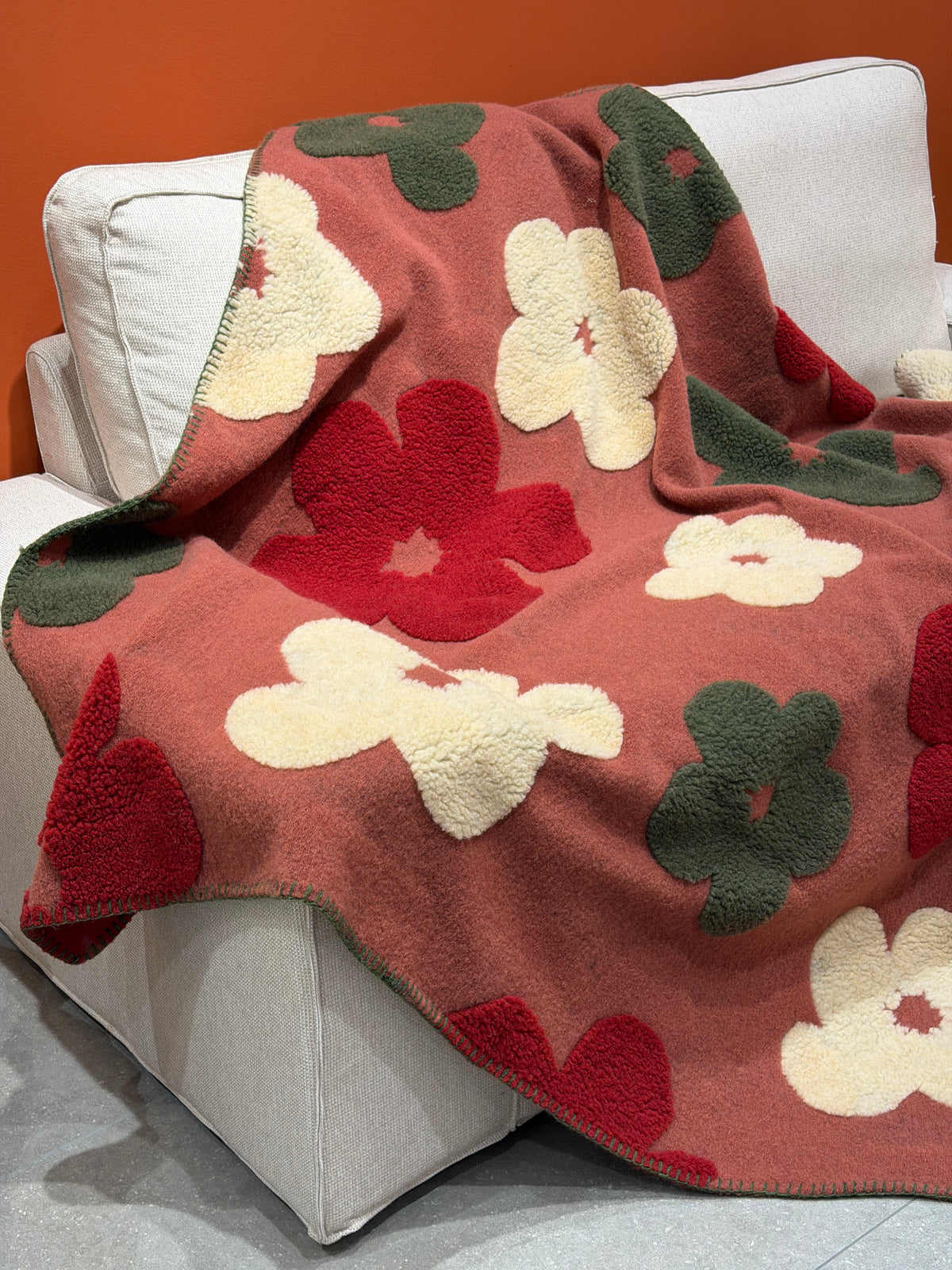 Plaid Lana Cotta Italiana POP ART FLOWERS Soggiorno Moreali Tessile Casa