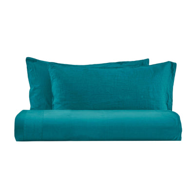 POPUP Parure Copripiumino No-Stiro Lino/Cotone NIRANO Letto Moreali Tessile Casa Singolo Ottanio