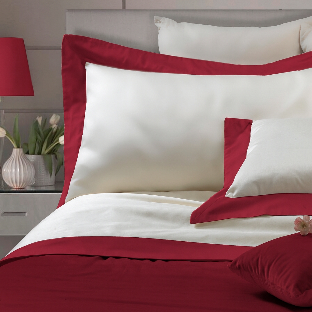 Parure Lenzuola Bordo Raso Luxury Letto Moreali Tessile Casa Matrimoniale Burgundy