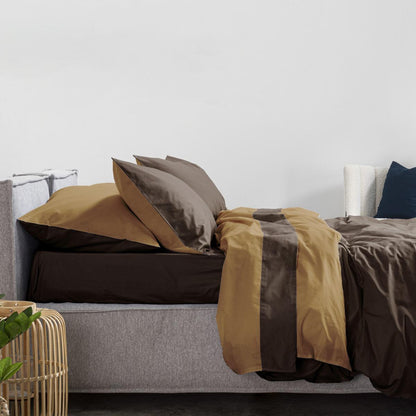 Parure Copripiumino Double Cotone Letto Moreali Tessile Casa Matrimoniale Caramello