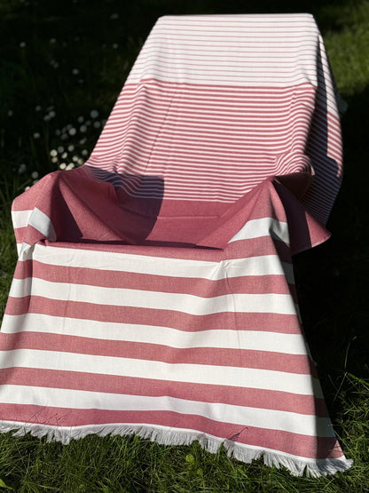 Telo Mare Spugna e Cotone Righe Neutre Bagno Moreali Tessile Casa 100 x 180 Corallo