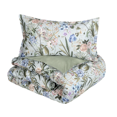 Parure Copripiumino Raso 300TC VANITAS Letto Fazzini Matrimoniale Azzurro