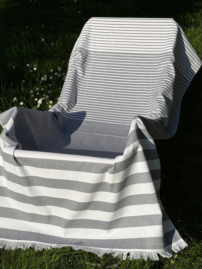 Telo Mare Spugna e Cotone Righe Neutre Bagno Moreali Tessile Casa 100 x 180 Grigio