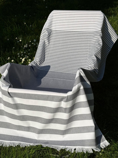 Telo Mare Spugna e Cotone Righe Neutre Bagno Moreali Tessile Casa 100 x 180 Grigio