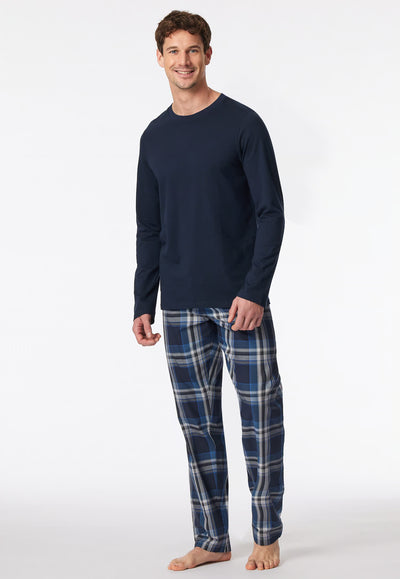 Maglietta Manica Lunga Uomo Cotone Blu Notte Abbigliamento Schiesser