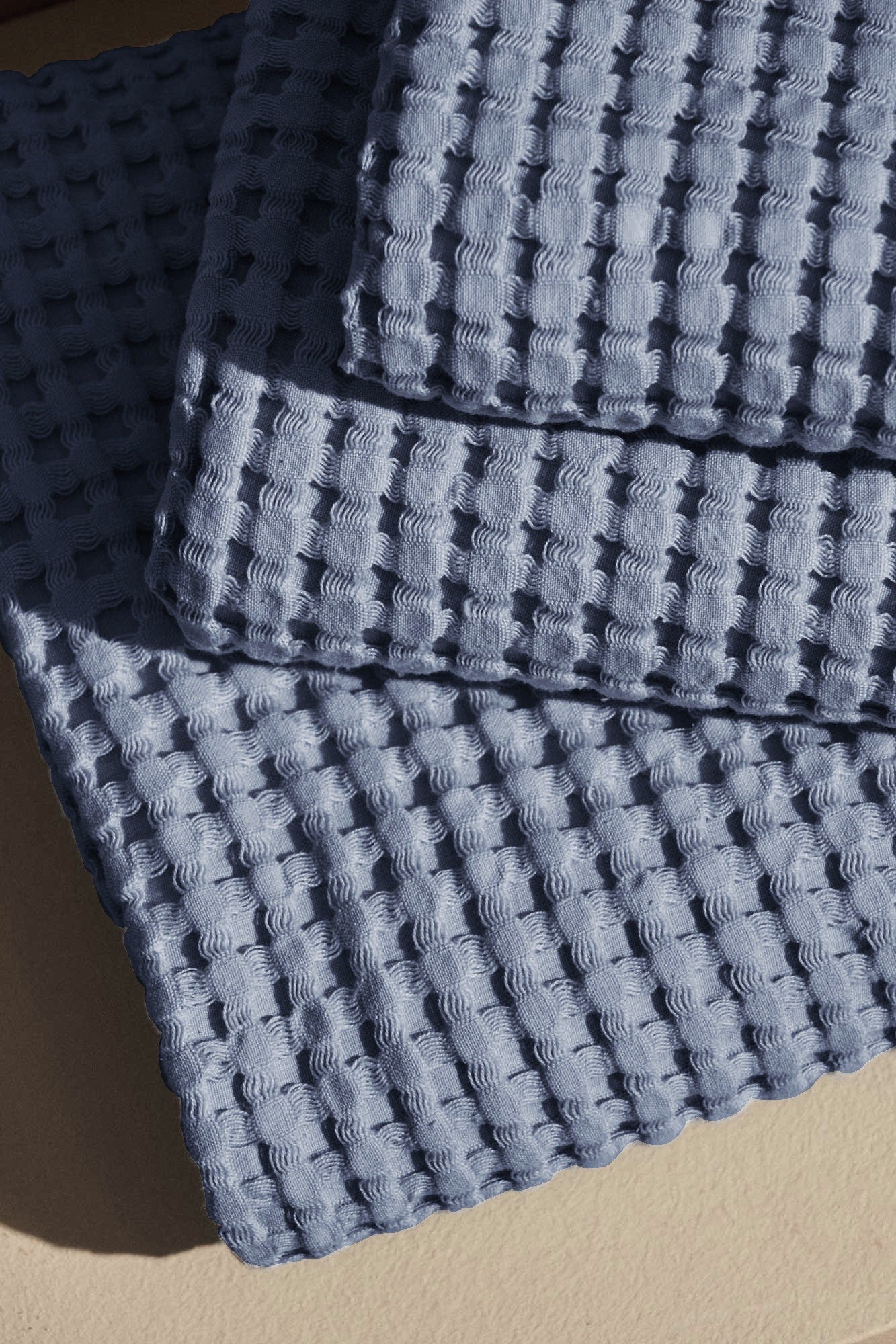 Set Asciugamani Garment Washed APE REGINA Bagno Moreali Tessile Casa 60 x 115 / 50 x 65 Azzurro Polvere