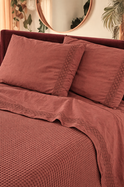 Parure Lenzuola Cotone No-Stiro PIZZO CROCHET Letto Moreali Tessile Casa Matrimoniale 250 x 295 Marrakech