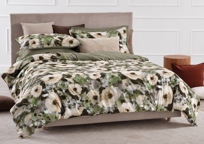 EIRA PARURE COPRIPIUMINO COPRILETTO PERCALLE STAMPA DIGITALE 2P Letto Riviera Matrimoniale Verde