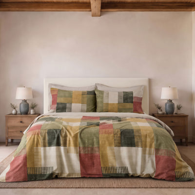 Parure Copripiumino Cotone Stampato PARKER Letto Riviera Matrimoniale Verde Salvia