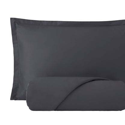 Parure Copripiumino Madapolam Singolo / P.Mezzo Letto Riviera Piazza e Mezzo Grigio Carbone