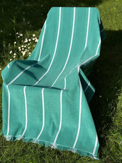 Telo Mare Spugna e Cotone Righe Ton-Sur-Ton Bagno Moreali Tessile Casa 100 x 180 Smeraldo