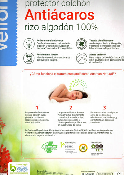 Coprimaterasso in Spugna Antiacaro Acarsan® Materasso Velfont