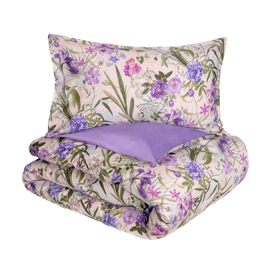 Parure Copripiumino Raso 300TC VANITAS Letto Fazzini Matrimoniale Lavanda
