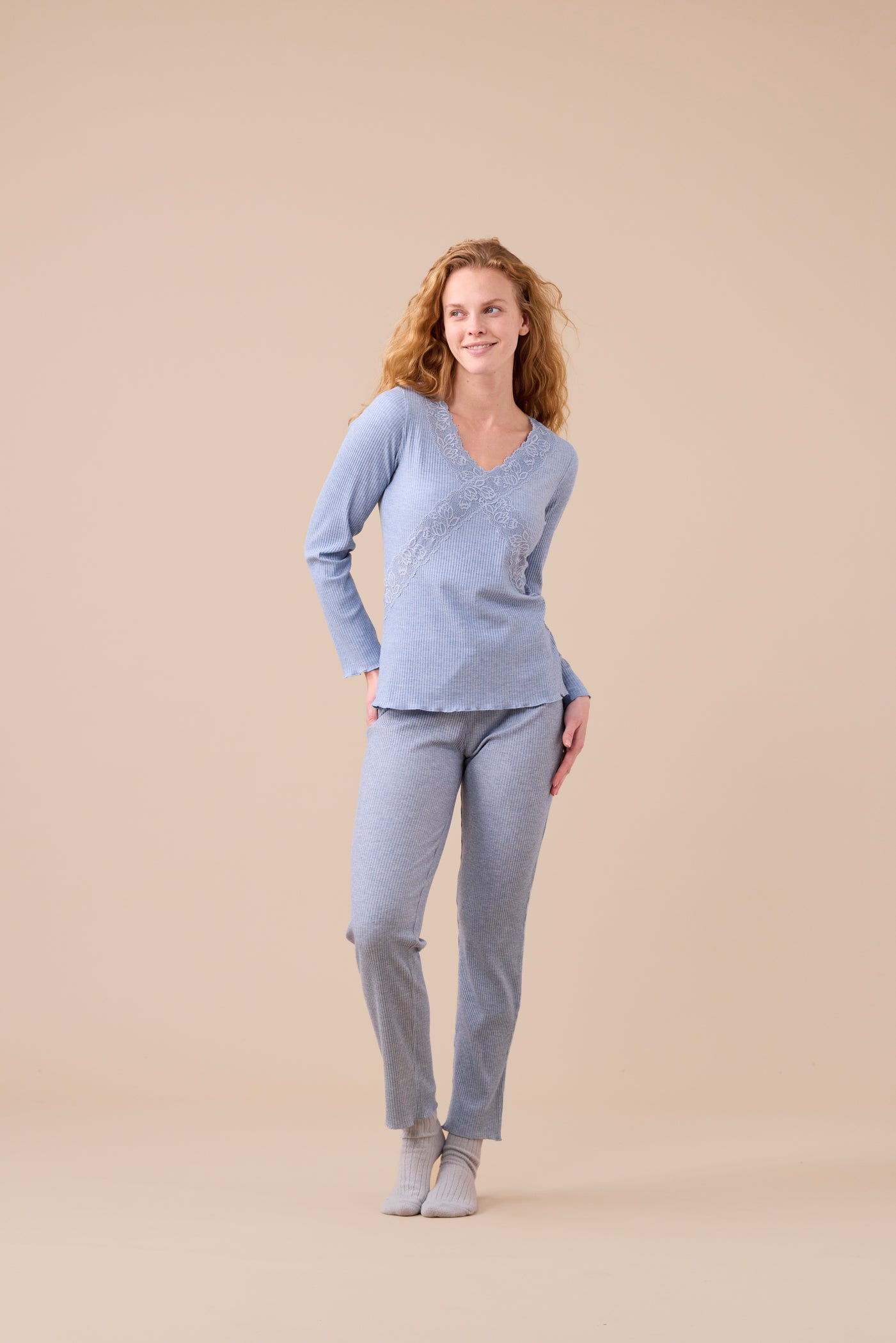 Pigiama Donna Viscosa Costine Abbigliamento noidinotte S Azzurro