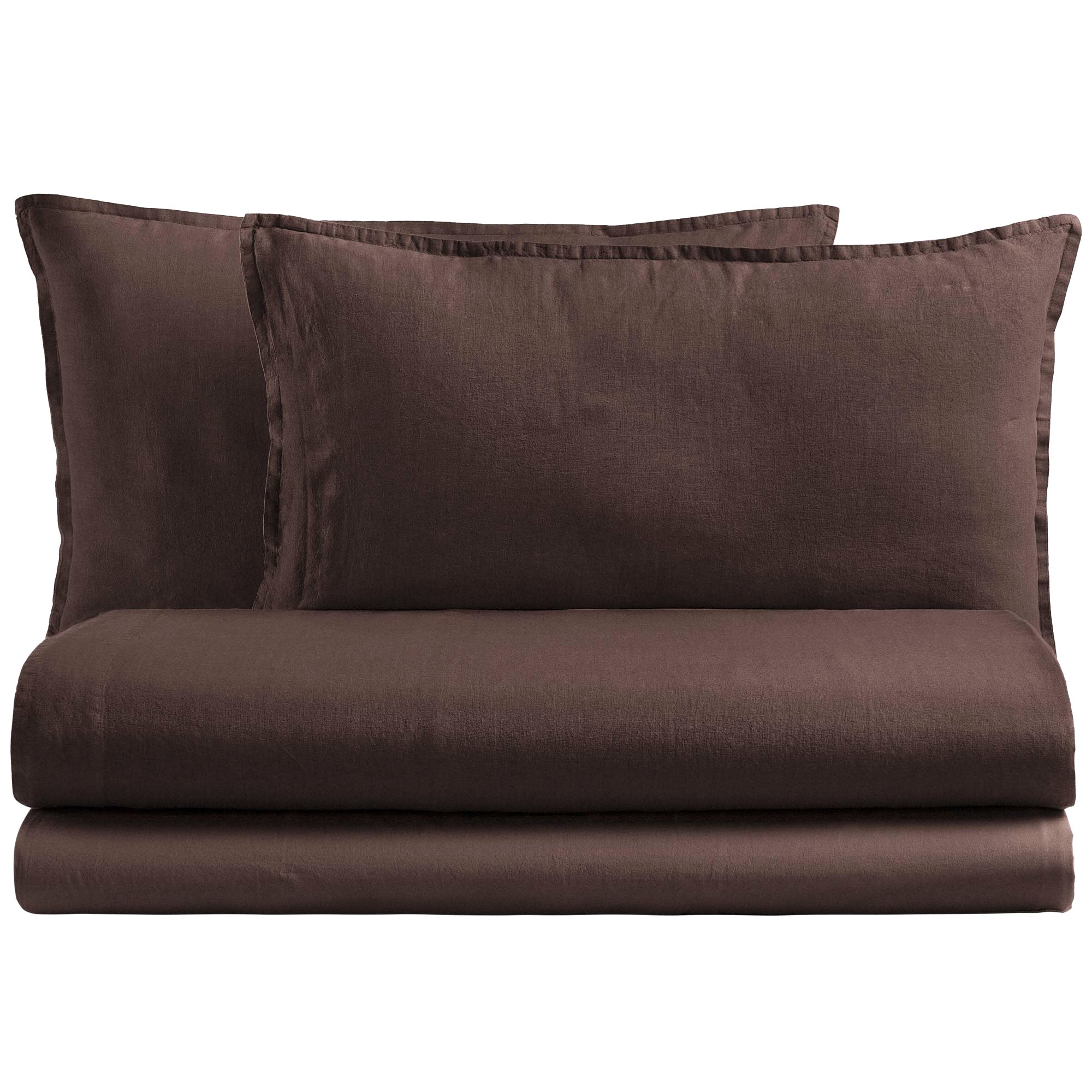 Parure Copripiumino Cotone No-Stiro ESSENZIALE Letto Moreali Tessile Casa Matrimoniale Cacao