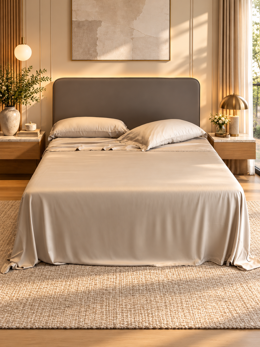 Completo Lenzuola SETA DI BAMBOO Letto Moreali Tessile Casa