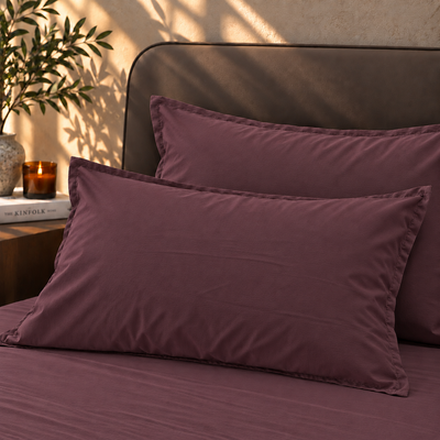 Coppia Federe Cotone No-Stiro ESSENZIALE Letto Moreali Tessile Casa 50 x 80 cm Vinaccia