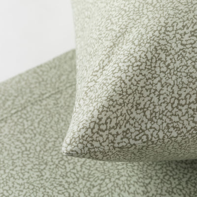 POPUP - Completo Lenzuola Flanella Cotone Stampato Cloudette Letto Riviera Piazza e Mezzo Verde Salvia