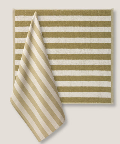 Set Canovacci Tela+Spugna RIGHE Cucina Moreali Tessile Casa 50 x 70 / 50 x 50 Verde