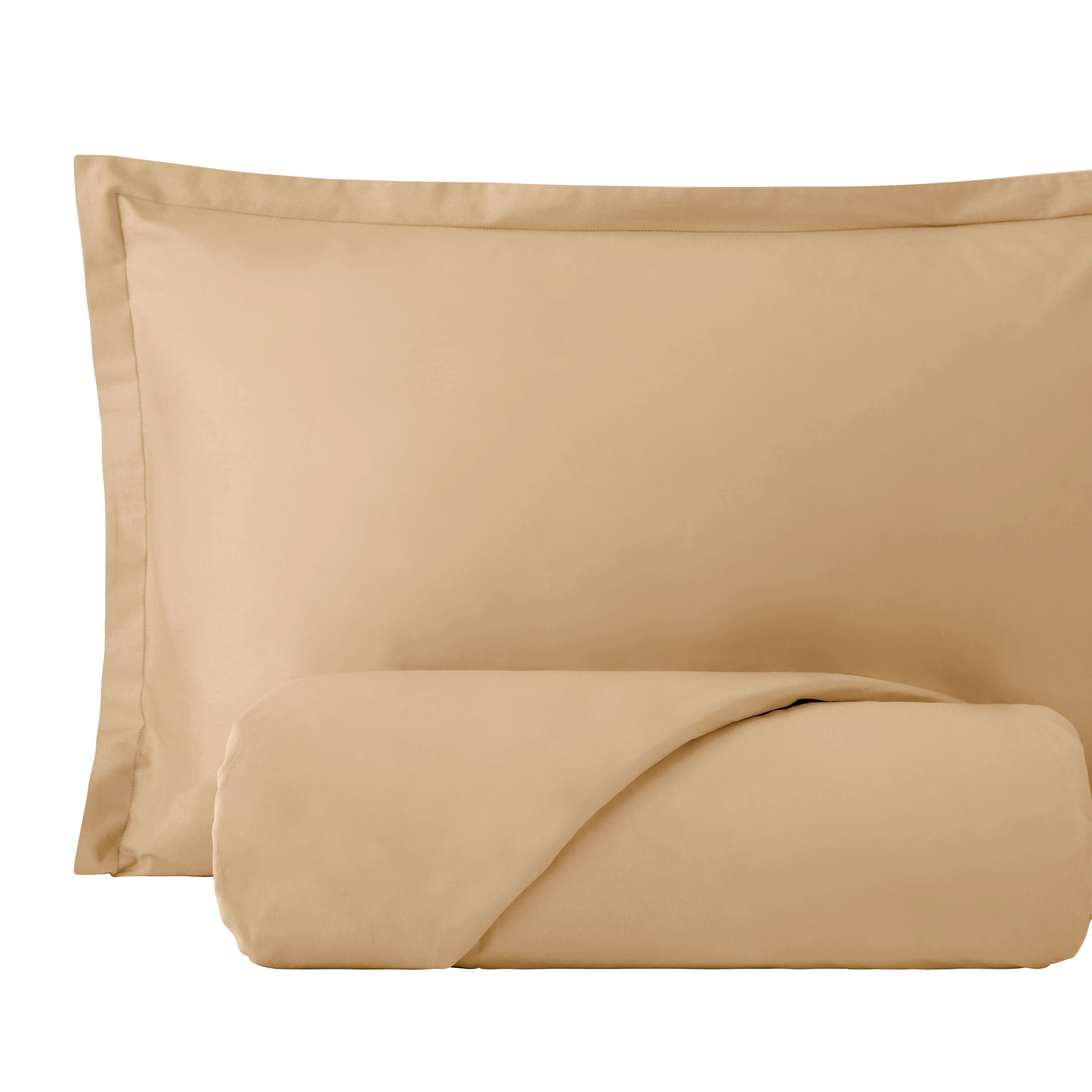 Parure Copripiumino Madapolam Singolo / P.Mezzo Letto Riviera Piazza e Mezzo Beige Cammello