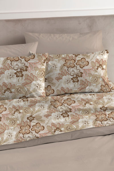 Completo Lenzuola Cotone Stampato GLEDIA Letto Riviera Matrimoniale Sesamo