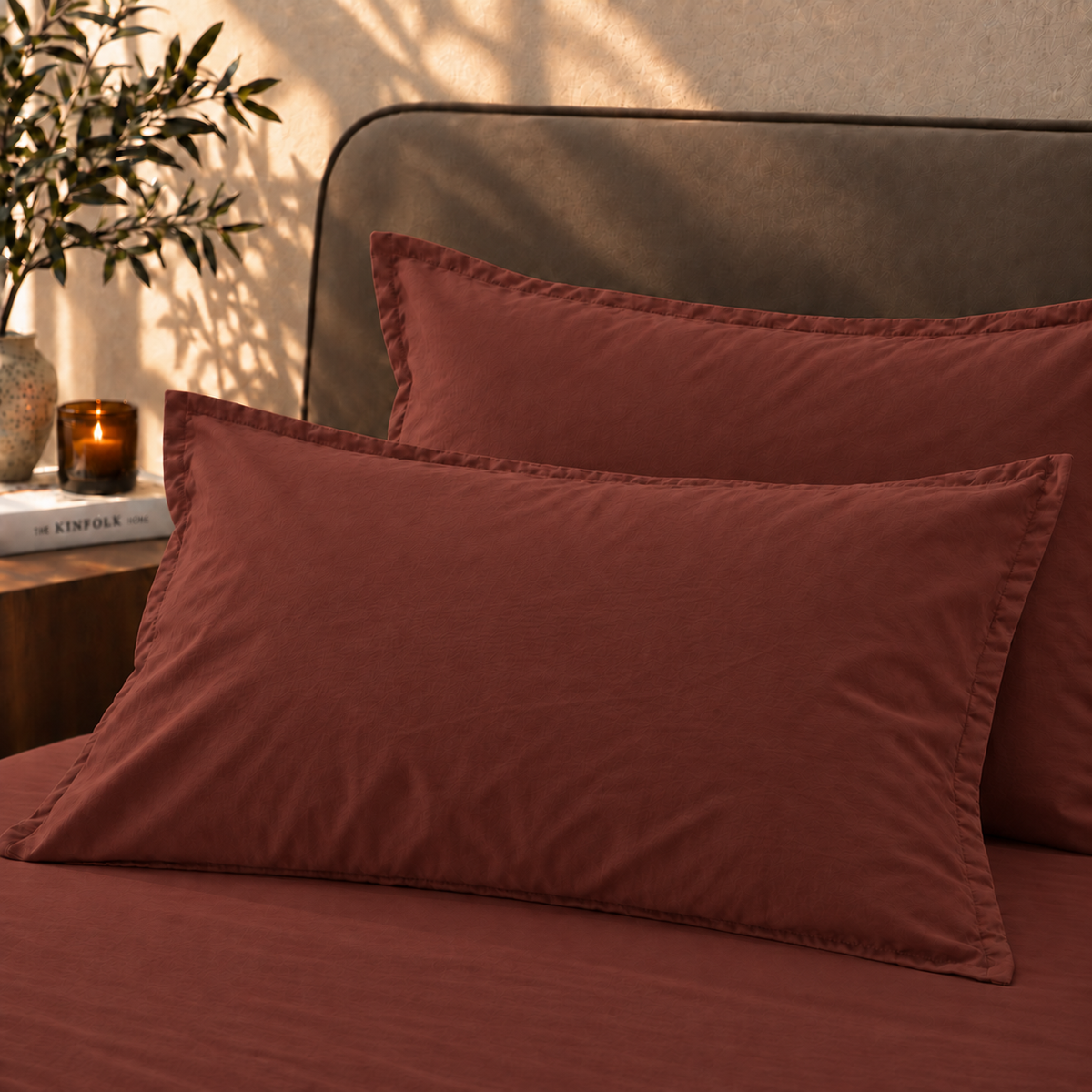 Coppia Federe Cotone No-Stiro ESSENZIALE Letto Moreali Tessile Casa 50 x 80 cm Burgundy