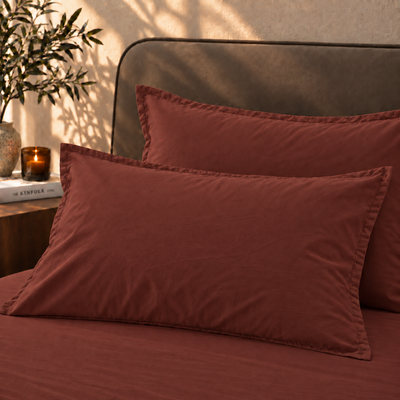 Coppia Federe Cotone No-Stiro ESSENZIALE Letto Moreali Tessile Casa 50 x 80 cm Burgundy