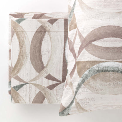 Completo Lenzuola Flanella Cotone Stampato Robert Letto Riviera Matrimoniale Beige