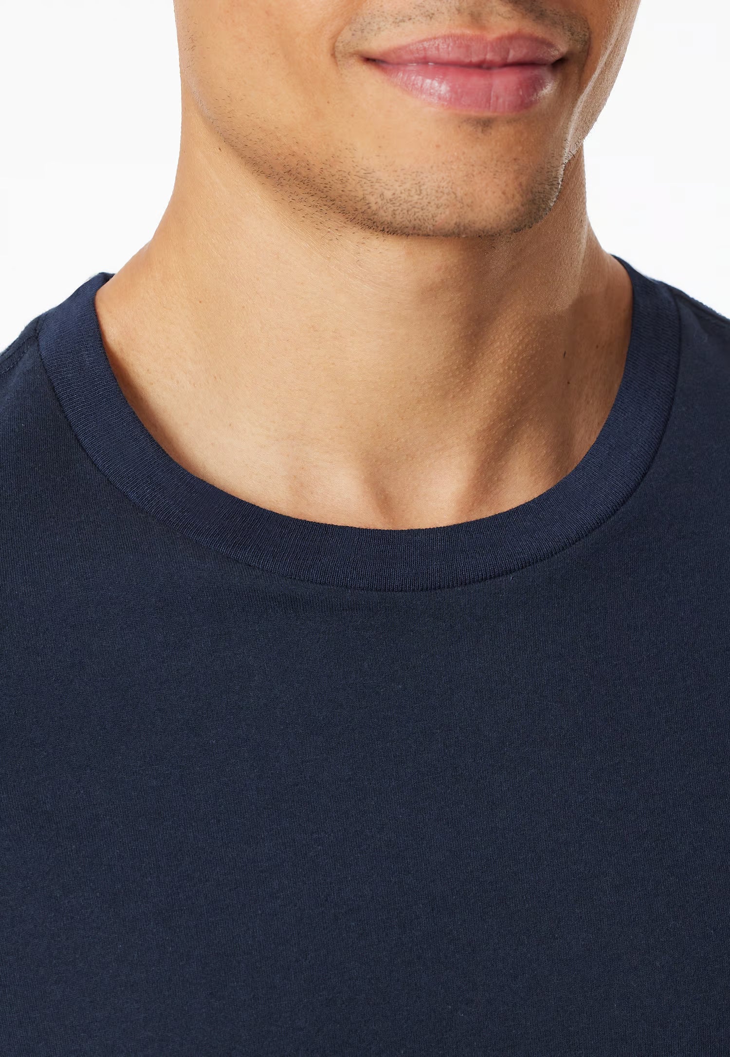 Maglietta Manica Corta Uomo Cotone Blu Notte Abbigliamento Schiesser