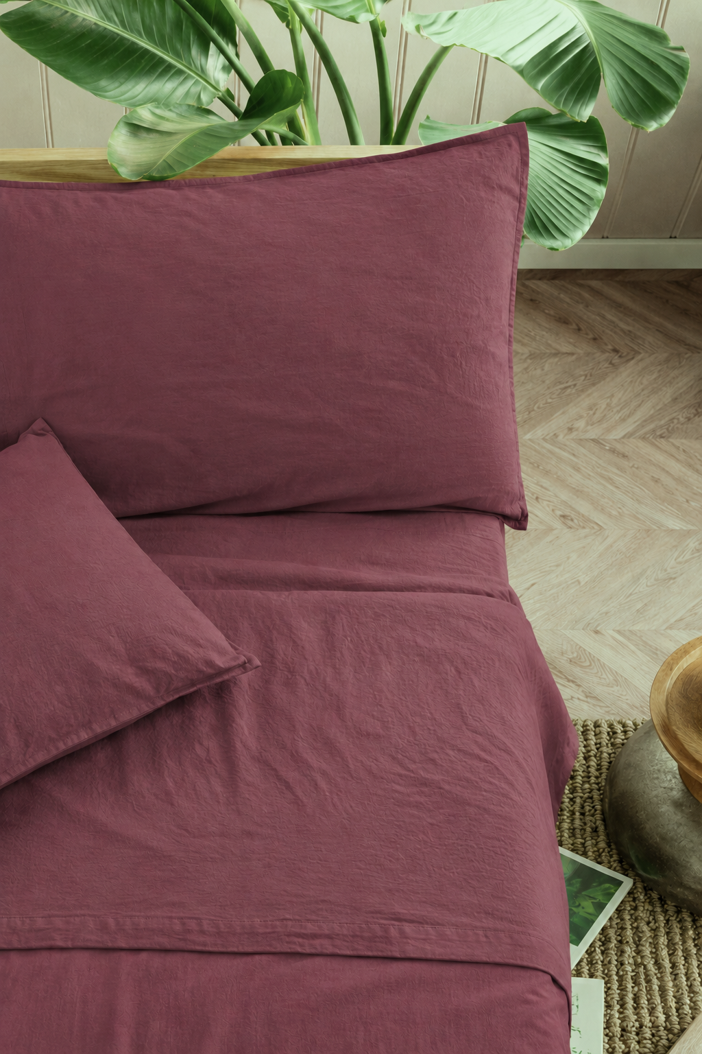 Parure Lenzuola Cotone No-Stiro ESSENZIALE Letto Moreali Tessile Casa Matrimoniale 250 x 295 Vinaccia