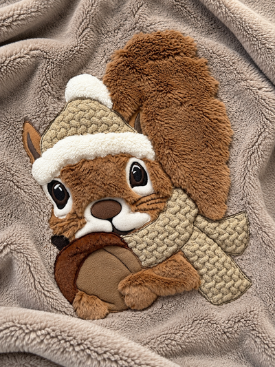 Plaid Pile Coccola Ricamato SCOIATTOLO Soggiorno Maryplaid