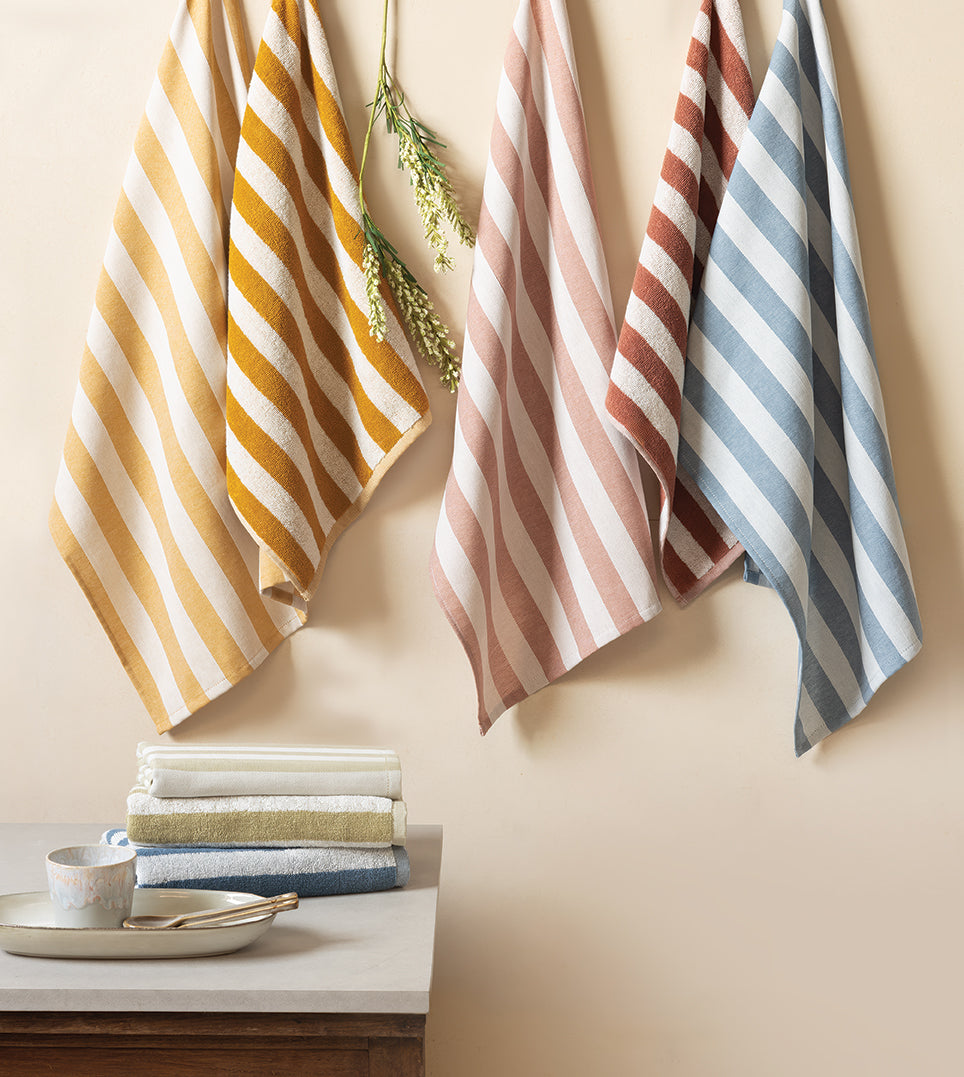 Set Canovacci Tela+Spugna RIGHE Cucina Moreali Tessile Casa