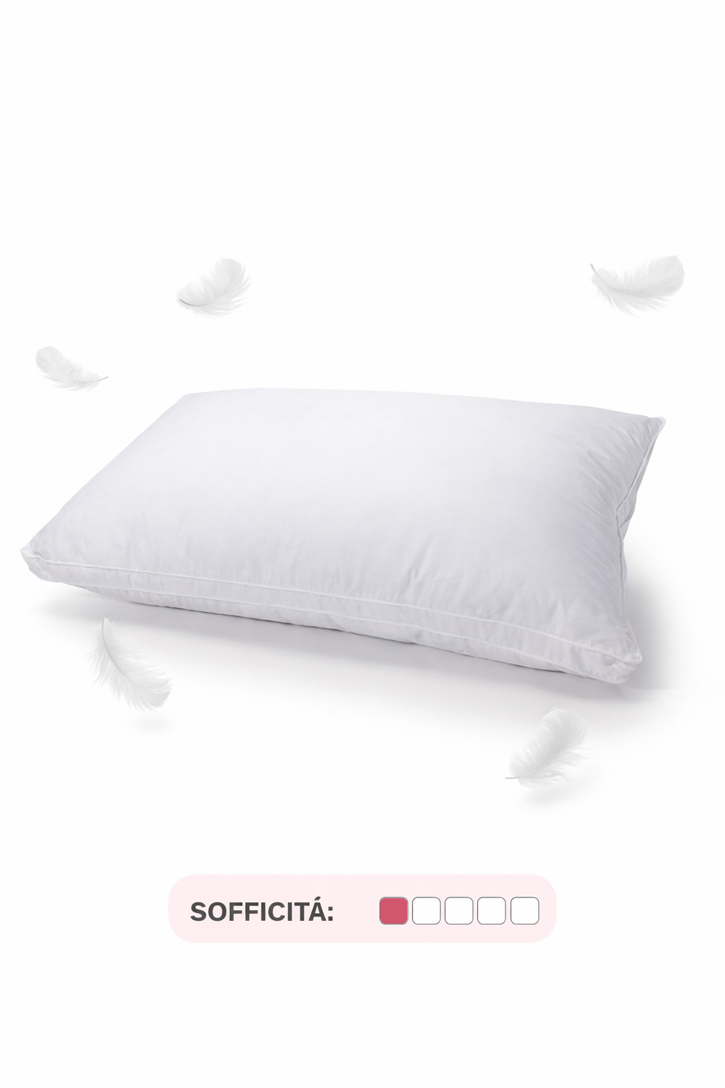 Guanciale Piumino Alto Sostegno COMFORT Materasso Cinelli Interno 1000g / Esterno 1000g Bianco