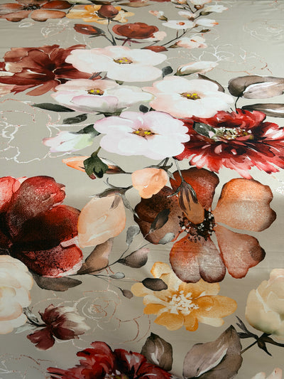Parure Lenzuola Copriletto Raso 300TC FIORI SUL LETTO - VITTORIA Letto Moreali Tessile Casa