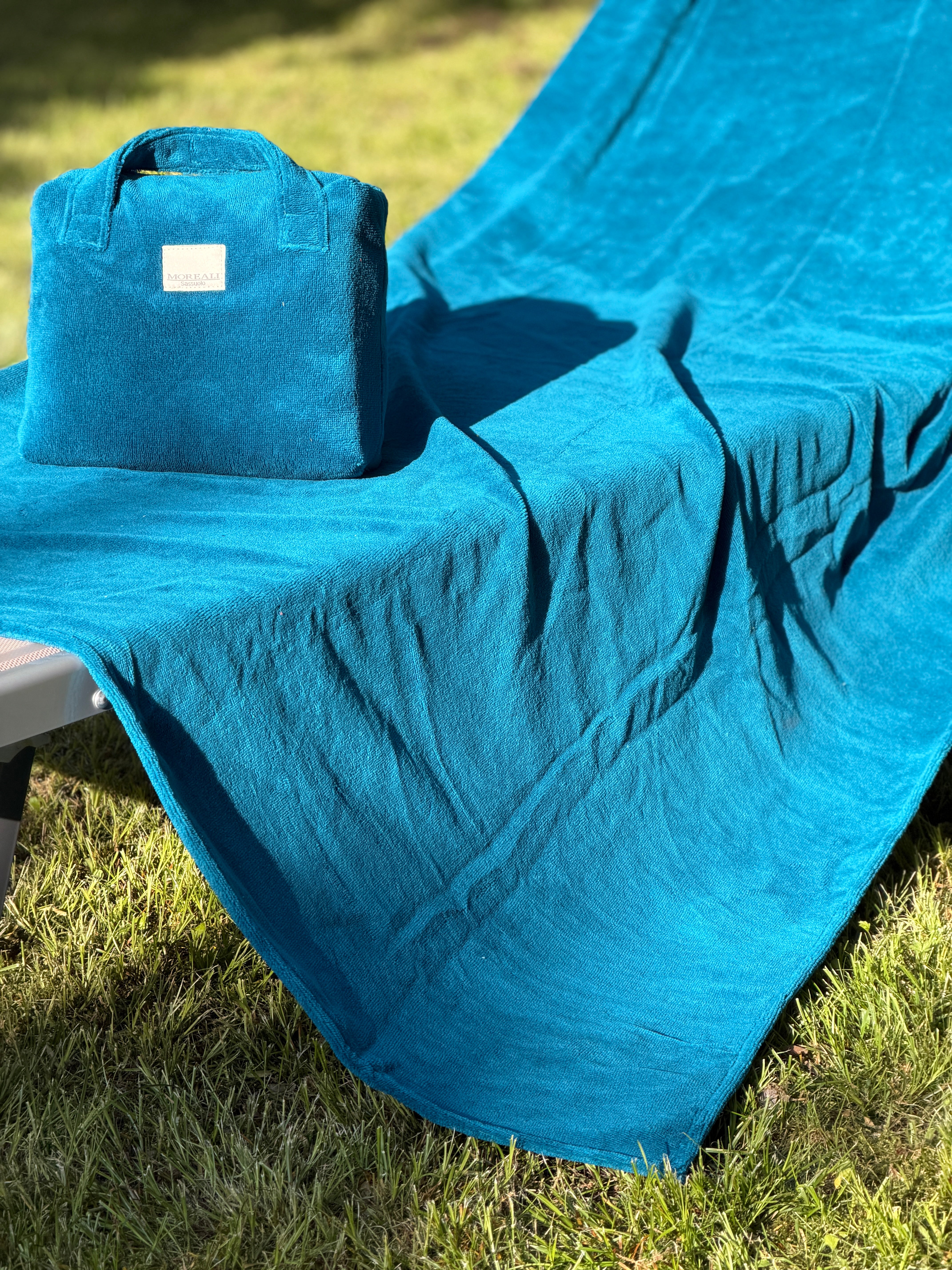 Telo Mare/Doccia + Bag BAMBOO Bagno Moreali Tessile Casa 100 x 180 Petrolio