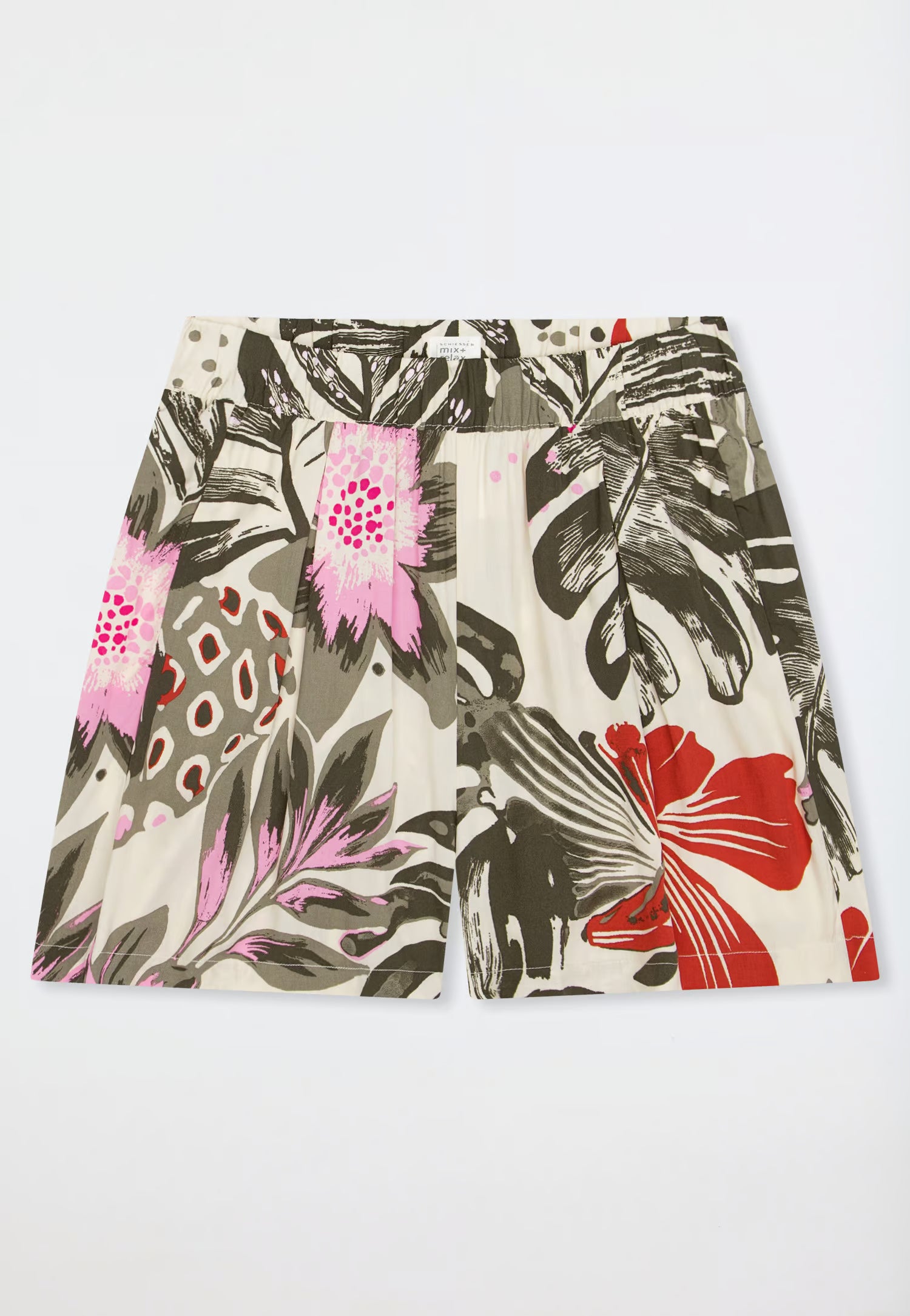 Pantaloni Corti Viscosa Fiori Verde Abbigliamento Schiesser