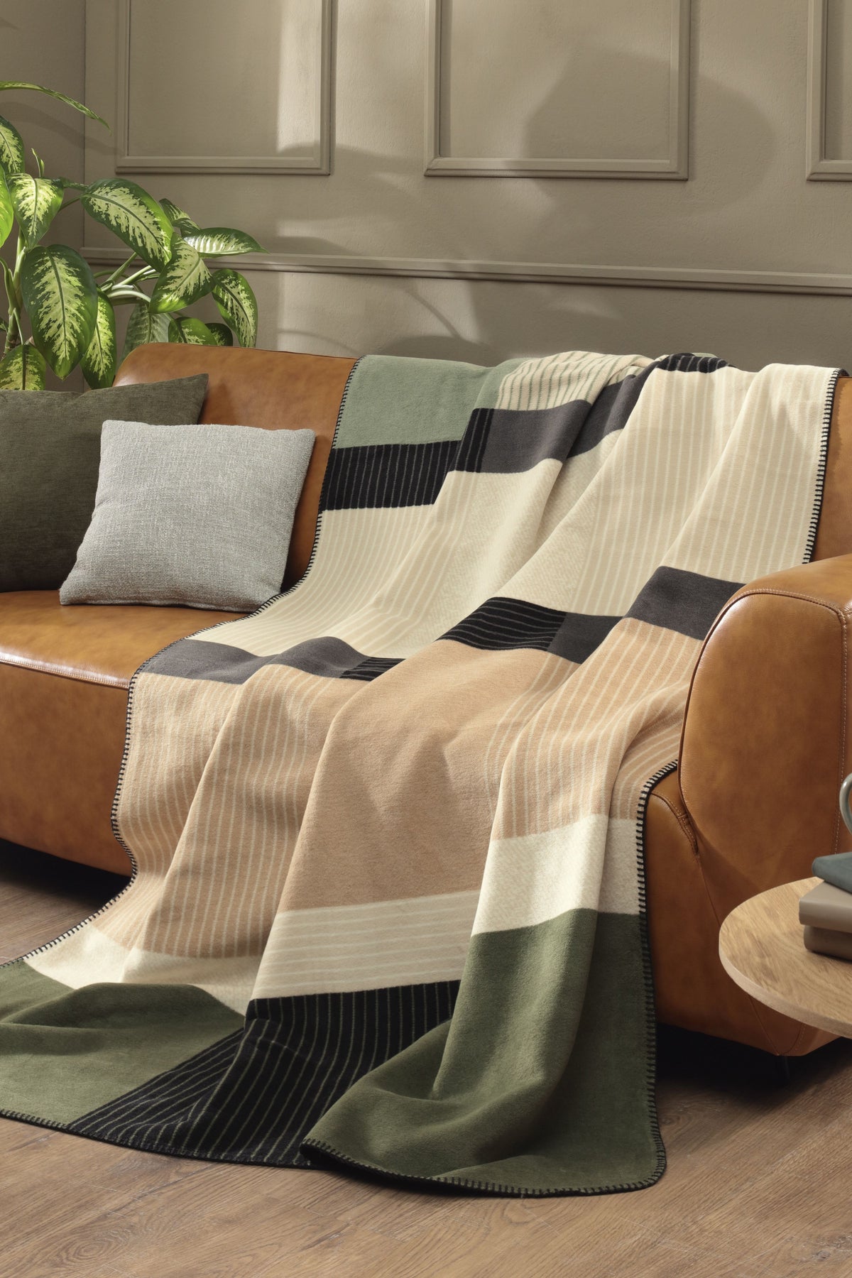 Plaid in Caldo Cotone LAND CHECK Soggiorno Borbo 150 x 200 Multicolor
