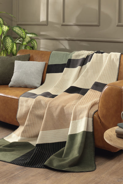 Plaid in Caldo Cotone LAND CHECK Soggiorno Borbo 150 x 200 Multicolor