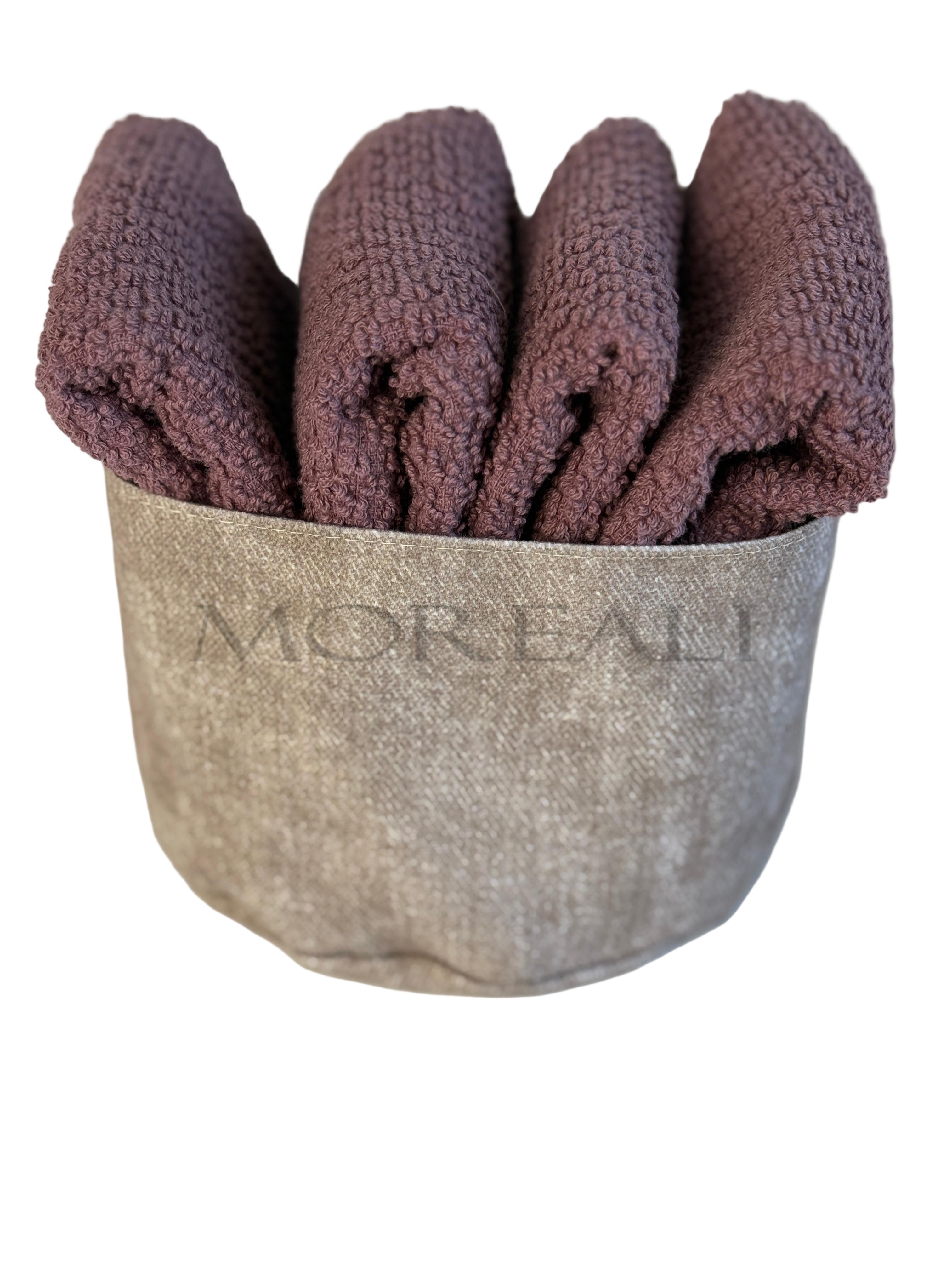 Set 4 Lavette + Cestino PEPE Bagno Maison Sucrée 30 x 30 Legno Rosa var.34