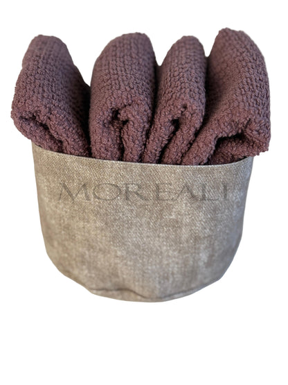 Set 4 Lavette + Cestino PEPE Bagno Maison Sucrée 30 x 30 Legno Rosa var.34