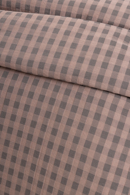 Parure Copripiumino Tinto Filo QUADRETTI Letto Sisu Matrimoniale Rose Retro/Dark Grey