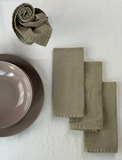 Set 4 Tovaglioli No-Stiro Cotone STONE Cucina Moreali Tessile Casa 50 x 50 cm Tortora