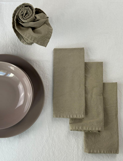 Set 4 Tovaglioli No-Stiro Cotone STONE Cucina Moreali Tessile Casa 50 x 50 cm Tortora