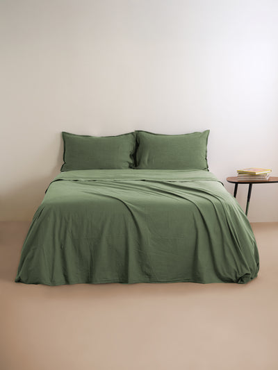 Parure Lenzuola No-Stiro NIRANO Letto Moreali Tessile Casa Matrimoniale Verde