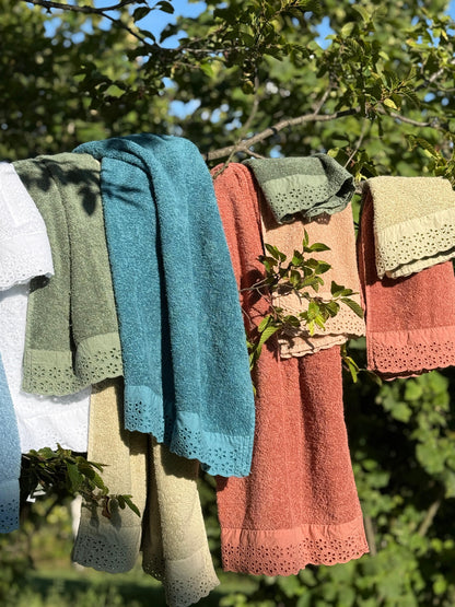 Set Asciugamani Bordo Sangallo Bagno Moreali Tessile Casa