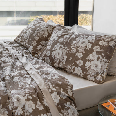 Completo Lenzuola Copriletto Percalle Supersoft ANNA Letto Galizzi Matrimoniale Mocha